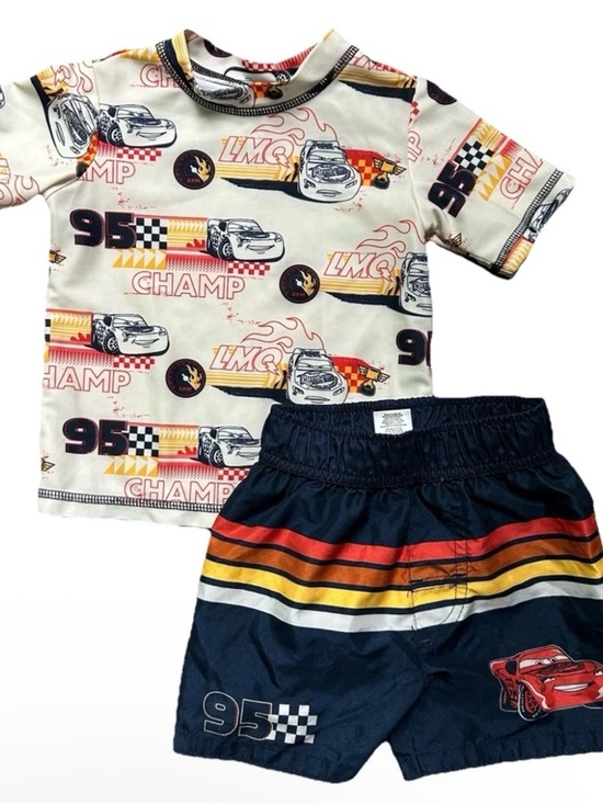 Disney Other - Disney Pixar Cars Toddler Boy Summer Swim Trunks Rash Guard Size 12-18 Months